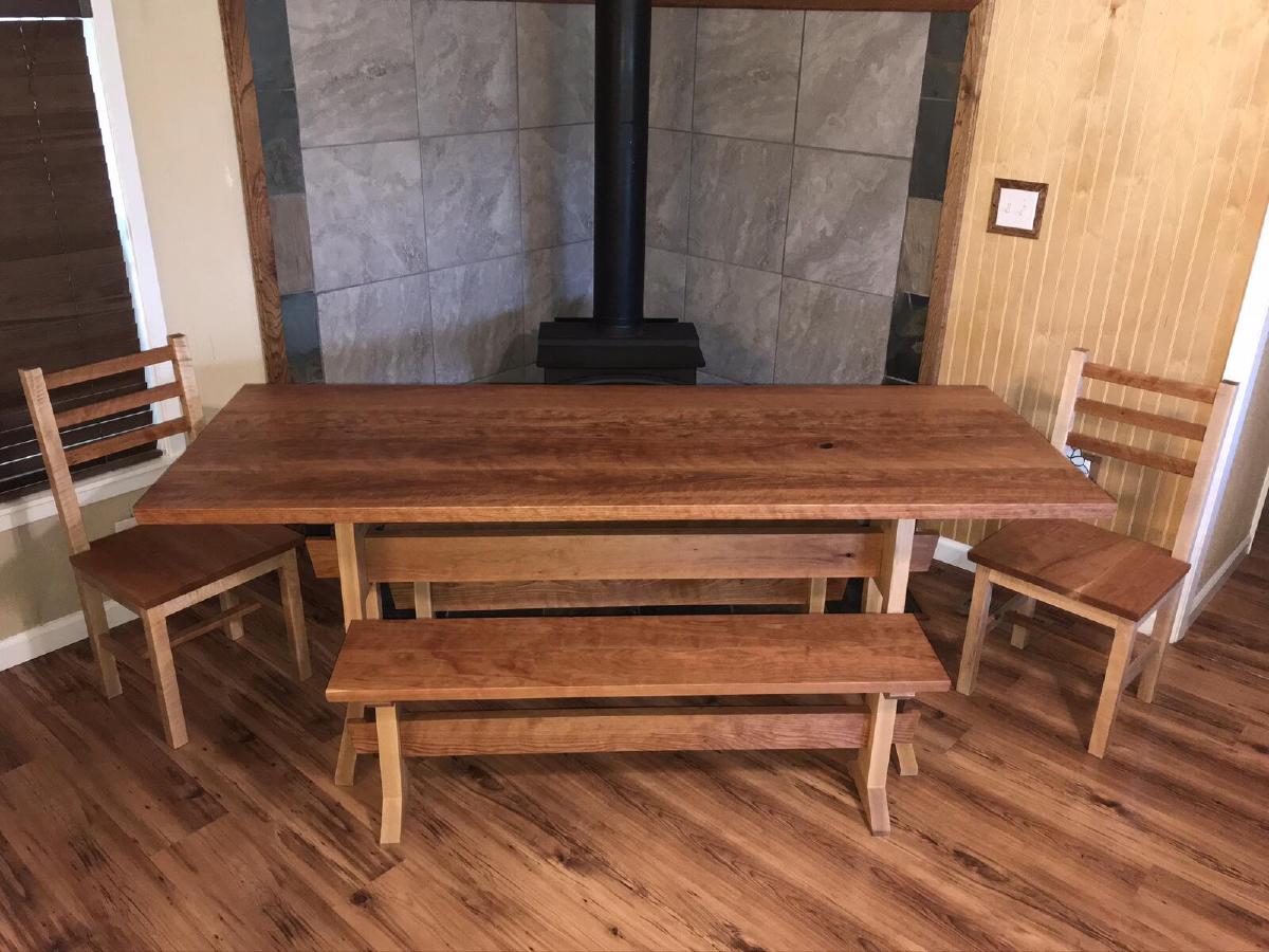 Cherry & Maple Trestle Table