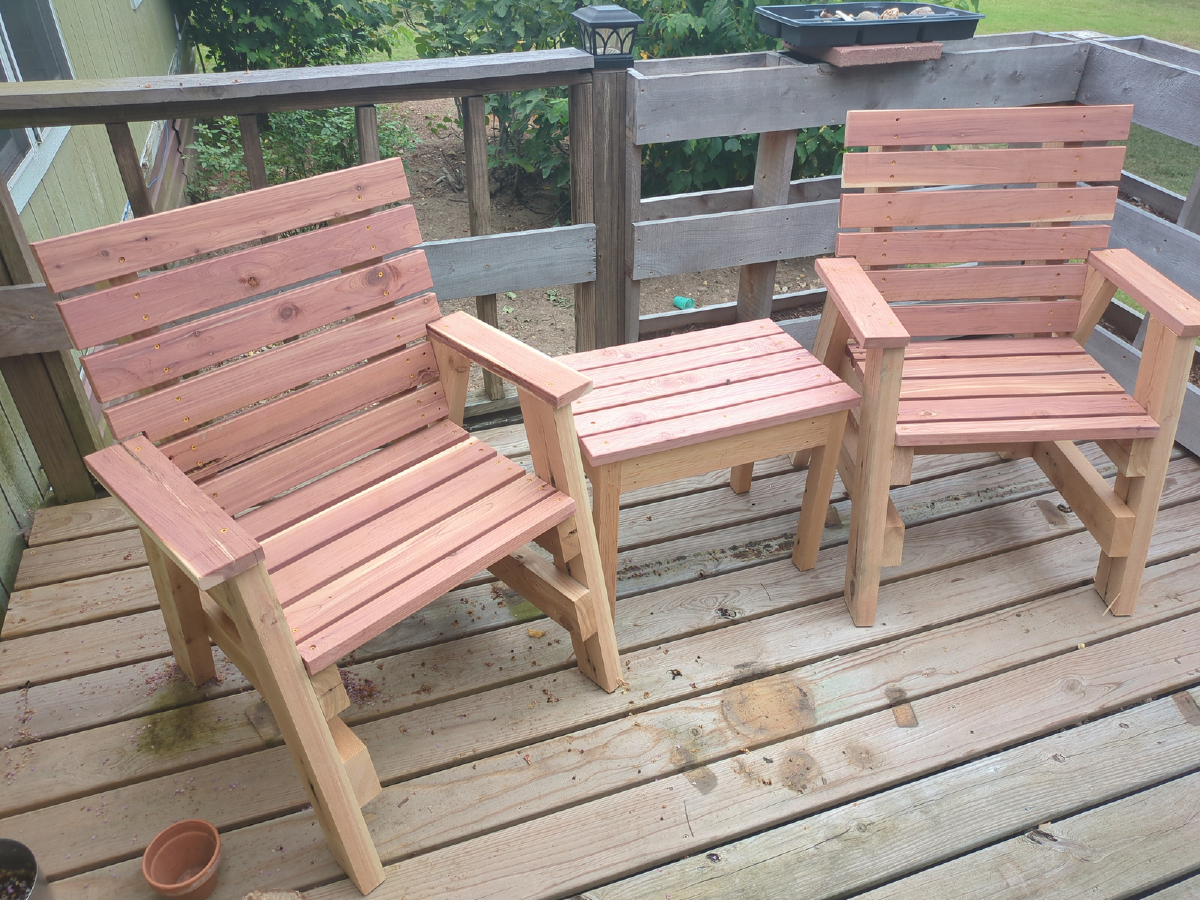 Cedar Chairs and Table